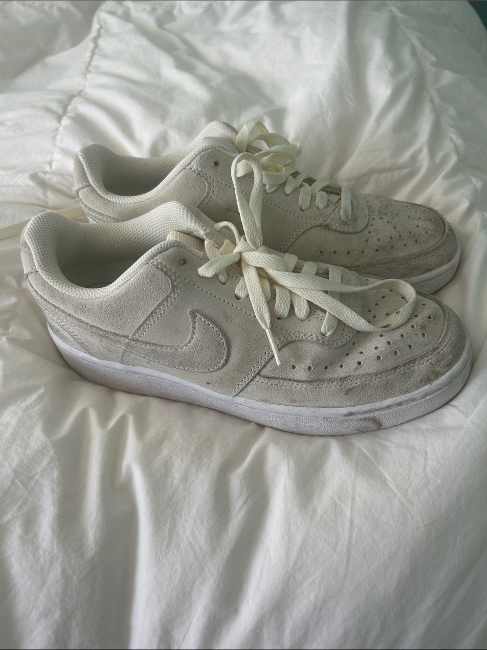Nike Low-Top Suede Sneakers in Soft Cream